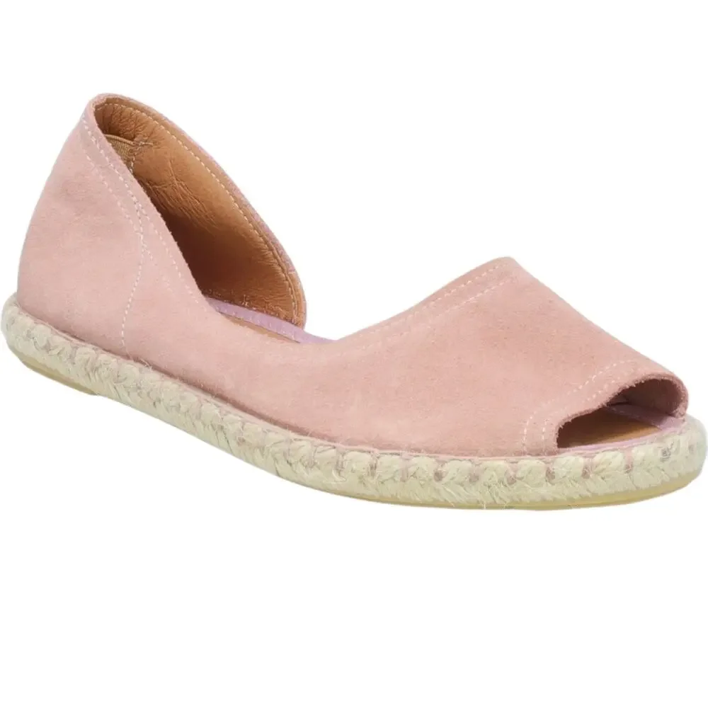 NWT Miz Mooz Cruze Pink Suede Espadrille Flats Size 38 Size 7.5-8 Made in Spain